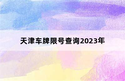 天津车牌限号查询2023年